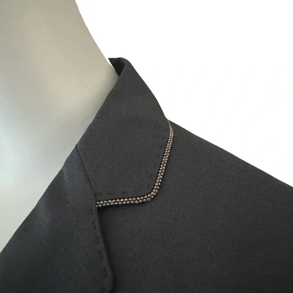 MARLOWE Made in Italy Wool Tailored Belted Blazer Blue Career Professional 42/8 - Picture 4 of 16